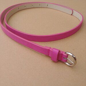 4/$20 Hot pink skinny narrow leather belt M/L
